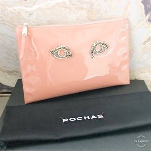 Rochas Crystal Eyes Patent Leather Clutch Pouch
